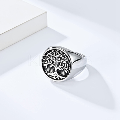 Retro Stainless Steel Tree of Life Finger Ring FIND-PW0020-06C-AS-1