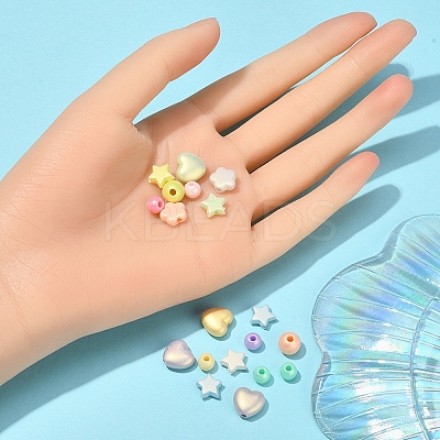 260Pcs 5 Style Spray Painted Opaque Acrylic Beads SACR-YW0001-32-1