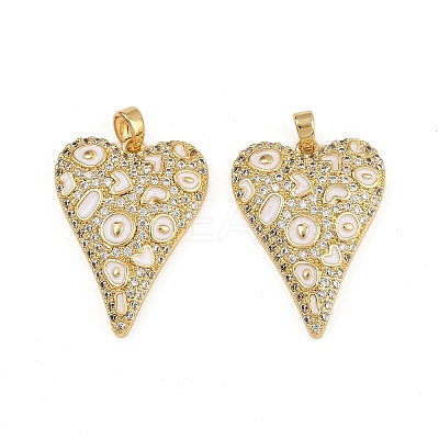 Brass Micro Pave Clear Cubic Zirconia Pendants X-ENAM-K078-01G-1