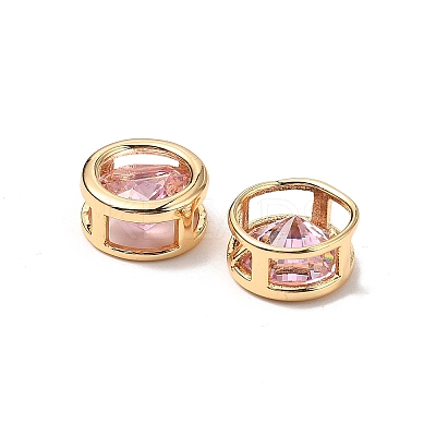 Brass Micro Pave Cubic Zirconia Beads KK-A259-12G-07-1
