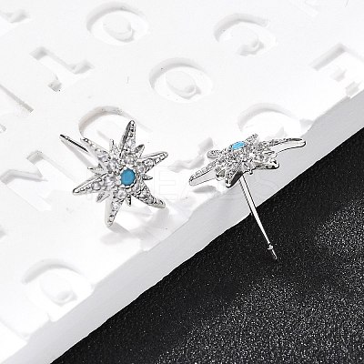 Star Brass Micro Pave Cubic Zirconia Ear Studs EJEW-D304-36P-1