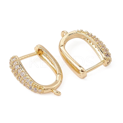 Brass Micro Pave Clear Cubic Zirconia Hoop Earring Findings ZIRC-YW0001-07G-1