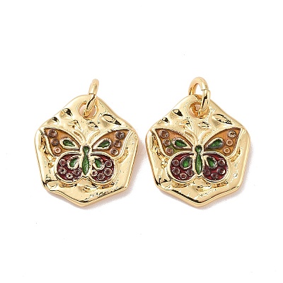 Rack Plating Brass Charms ZIRC-C042-01G-1