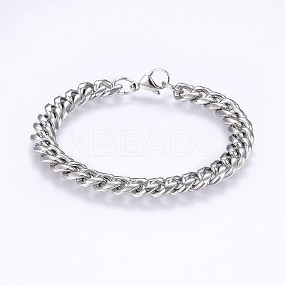 Tarnish Resistant 201 Stainless Steel Curb Chain Bracelets BJEW-E343-01A-1