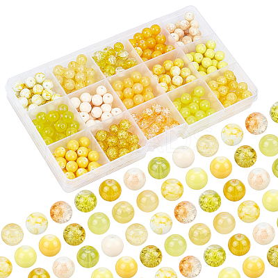 375Pcs 15 Color Spray Painted Crackle Glass Beads DIY-PH0003-88-WH-1