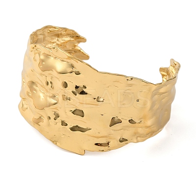 Fashionable Texture Ion Plating(IP) 304 Stainless Steel Cuff Bangles for Women BJEW-D048-05G-1