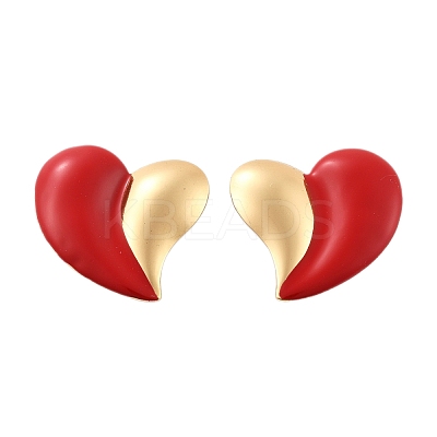 201 Stainless Steel Heart Stud Earrings EJEW-P304-07G-1
