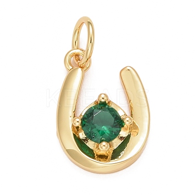 Rack Plating Brass Green Cubic Zirconia Pendants KK-M229-27G-1
