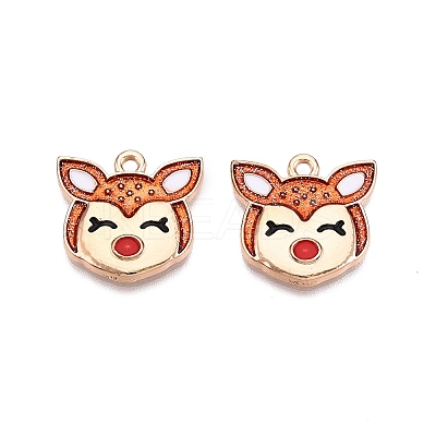 Christmas Theme Rack Plating Alloy Enamel Pendants ENAM-T021-13KCG-1