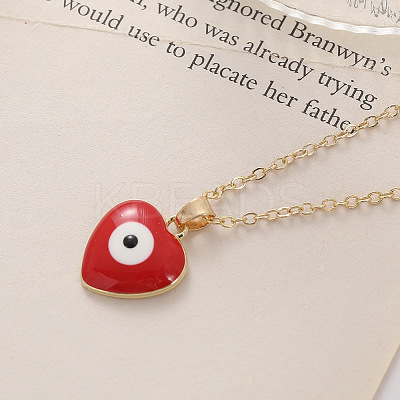 Bohemian Vintage Evil Eye Heart-shaped Alloy Enamel Pendant Lockbone Necklaces for Women SH6817-4-1