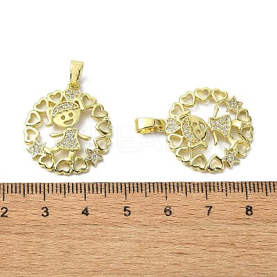 Rack Plating Brass Micro Pave Cubic Zirconia Pendants KK-R157-13B-G-1