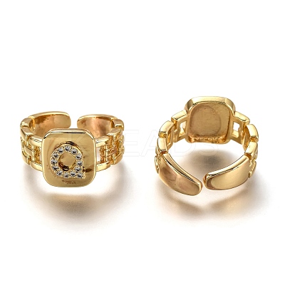Brass Micro Pave Clear Cubic Zirconia Cuff Rings RJEW-H541-01Q-G-1