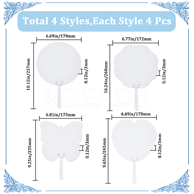 16Pcs 4 Styles Paper Hand Held Fan DIY-GF0010-32-1