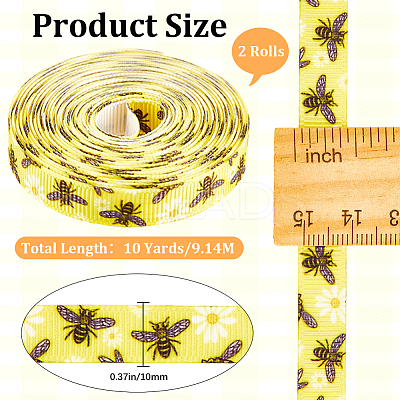 Polyester Bees Printed Grosgrain Ribbons SRIB-WH20020-018C-1