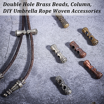 6Pcs 6 Styles Double Hole Brass Beads KK-OC0001-61-1