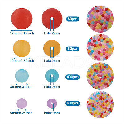 1160Pcs 4 Sizes Transparent Acrylic Ball Beads FACR-PJ0001-03-1