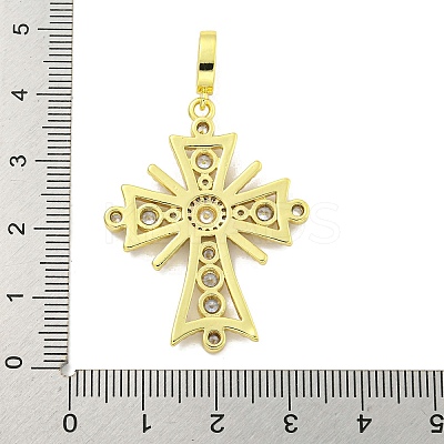 Rack Plating Brass Micro Pave Clear Cubic Zirconia Pendants KK-B091-24G-1