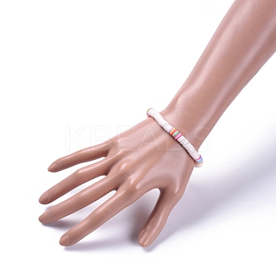 Handmade Polymer Clay Heishi Beads Stretch Bracelets BJEW-JB05087-1