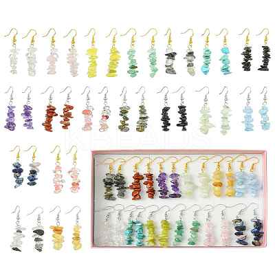 Natural & Synthetic Gemstone Dangle Earrings EJEW-FS00056-1