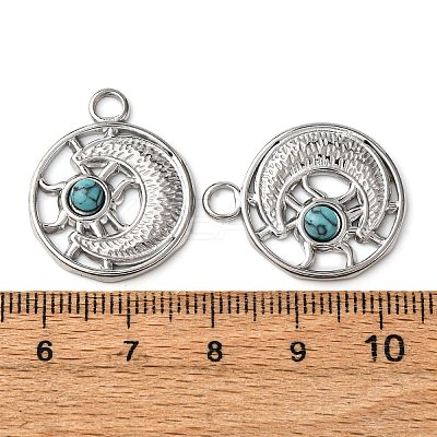 Synthetic Turquoise Sun and Moon Pendants STAS-P406-06P-1