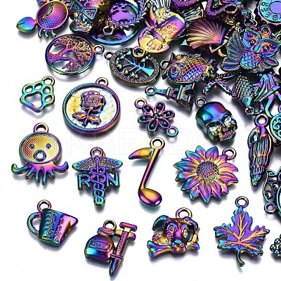 Rainbow Color Alloy Pendants & Link Connectors PALLOY-S180-146-NR-1