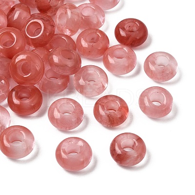 Cherry Quartz Glass European Large Hole Beads X-G-Q442-17-1
