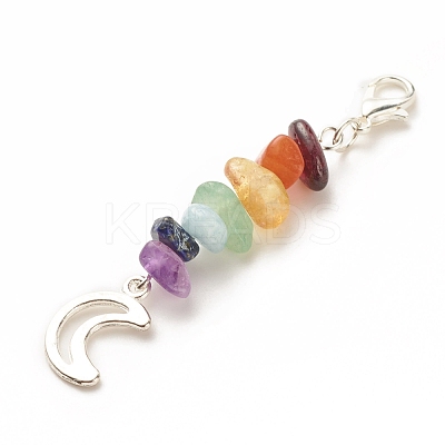 Chakra Theme Natural Gemstone Pendant Decorations HJEW-JM00645-02-1