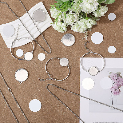 DIY Flat Round Iron & Alloy Heat Transfer Blank Necklaces & Bracelet Making Kits DIY-CA0006-77-1