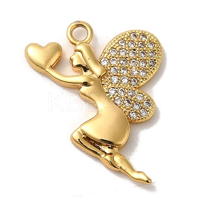 Rack Plating Brass Micro Pave Cubic Zirconia Pendants KK-K377-44G-1