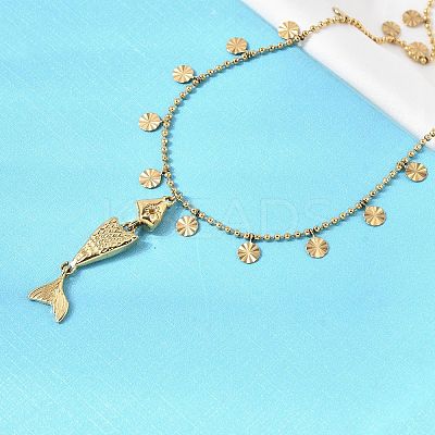 304 Stainless Steel Fish Pendant Necklaces for Women NJEW-F362-01G-1