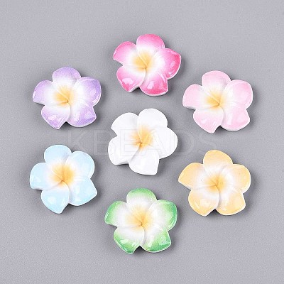 Plumeria Flower Opaque Resin Cabochons CRES-T025-30M-01-1