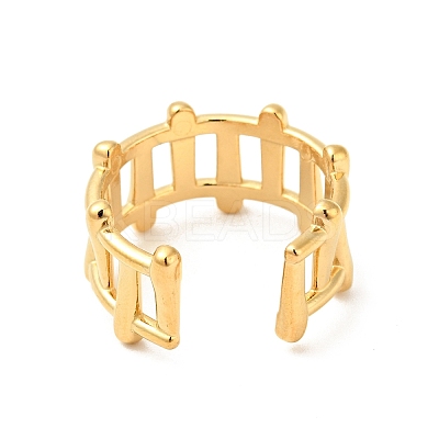 Ion Plating(IP) 304 Stainless Steel Fence Shape Open Cuff Ring RJEW-I085-22G-1