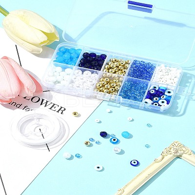 DIY Evil Eye Lampwork & Glass Beads Bracelets Jewelry Making Kits DIY-FS0007-43-1