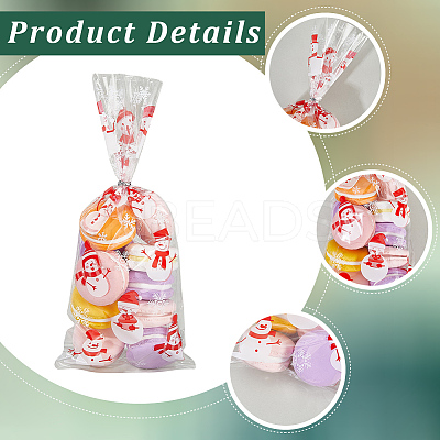 100Pcs Christmas Snowman Printed OPP Cellophane Candy Packaging Bags ABAG-GF0001-41B-1