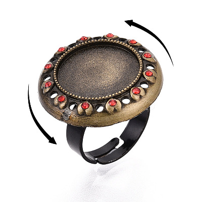 Adjustable Alloy & Iron & Rhinestone Bezel Cup Ring Base with Rotatable Tray MAK-T012-10AB-1