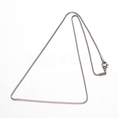 Tarnish Resistant 304 Stainless Steel Box Chain Necklaces LS-NJEW-M124-10P-1