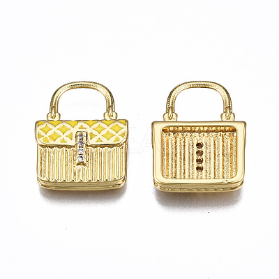 Brass Micro Pave Cubic Zirconia Enamel Pendants ZIRC-Q200-020D-NF-1