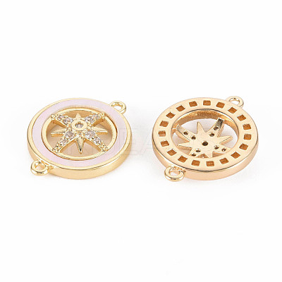 Brass Micro Pave Clear Cubic Zirconia Links Connectors KK-T062-177G-NF-1