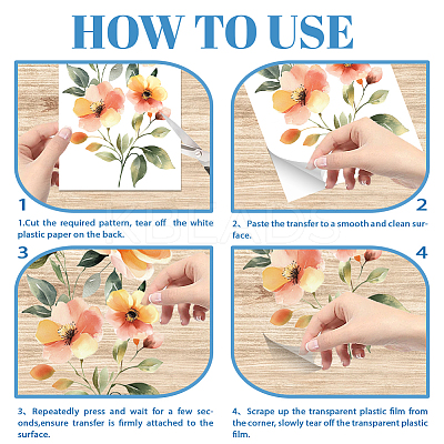 4Pcs 4 Styles Flower and Angel PVC Waterproof Decorative Stickers DIY-WH0657-049-1