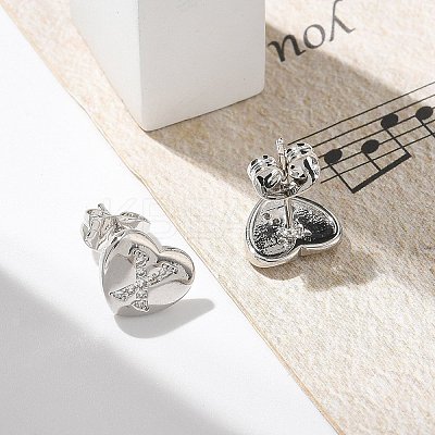 Rack Plating Brass Micro Pave Clear Cubic Zirconia Stud Earrings EJEW-K299-01P-X-1