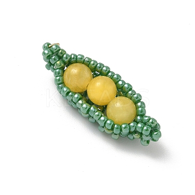 Glass Seed Beaded Pea Pendants PALLOY-MZ00922-02-1