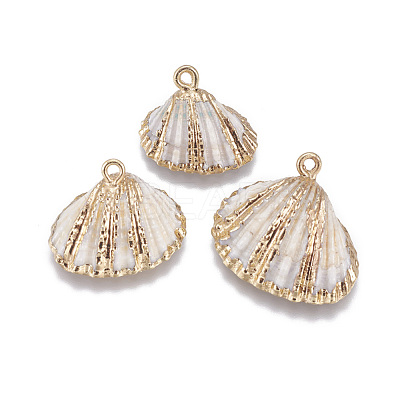 Electroplate Shell Pendants SSHEL-O019-16A-G-1