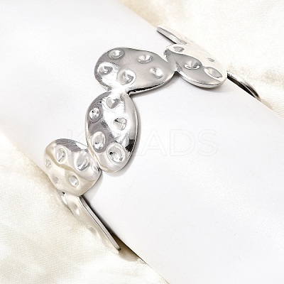 Hammered 304 Stainless Steel Cuff Bangles for Women BJEW-T030-03P-1