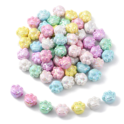 70Pcs 7 Colors Opaque Acrylic Cat Paw Beads MACR-CJ0001-48-1