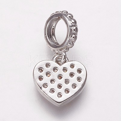 Brass Cubic Zirconia European Dangle Charms KK-P134-02-1