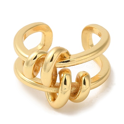 Spiral Rack Plating Brass Cuff Rings for Women RJEW-G323-01G-1