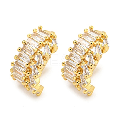 Brass Micro Pave Cubic Zirconia Cuff Earrings EJEW-C104-098G-1