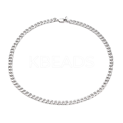 Non-Tarnish Men's 304 Stainless Steel Cuban Link Chain Necklaces X-NJEW-JN03170-01-1