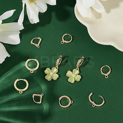 10pcs 5 styles Brass Huggie Hoop Earring Findings KK-WR0001-27-1