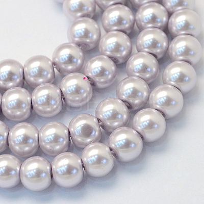 Baking Paint Pearlized Glass Pearl Round Bead Strands X-HY-Q330-8mm-25-1